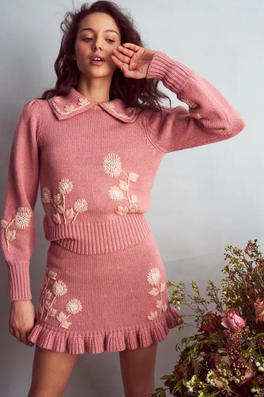 Union Collared Pullover Rose Blush made by LoveShackFancy