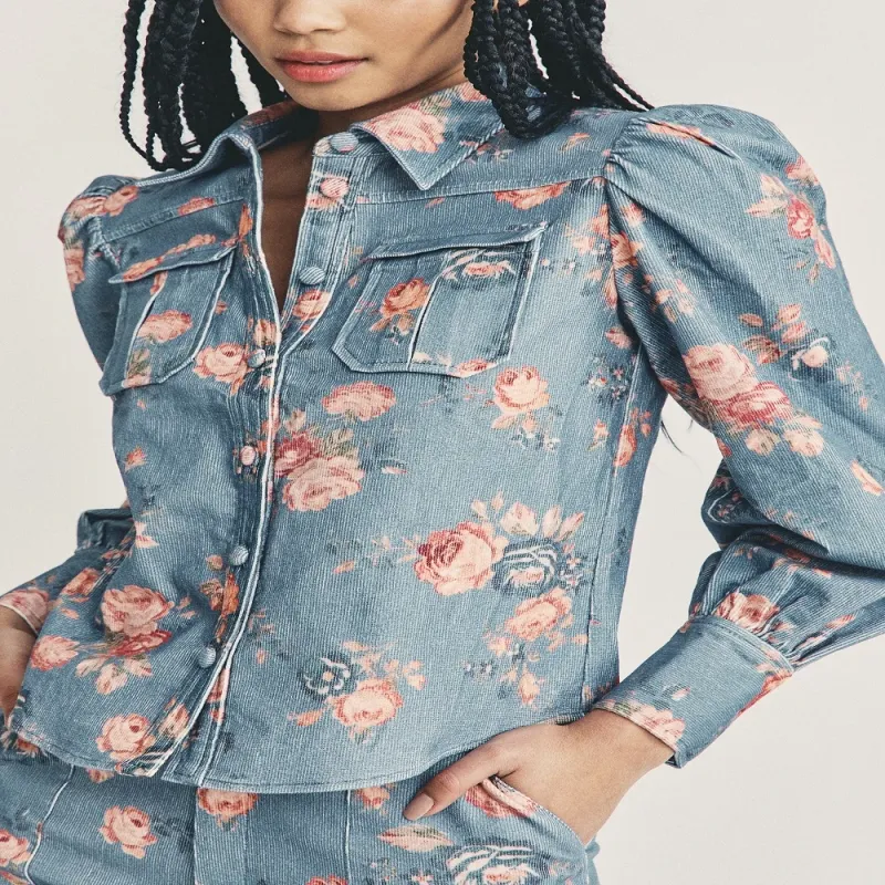 Ringley Top Faded Denim made by LoveShackFancy
