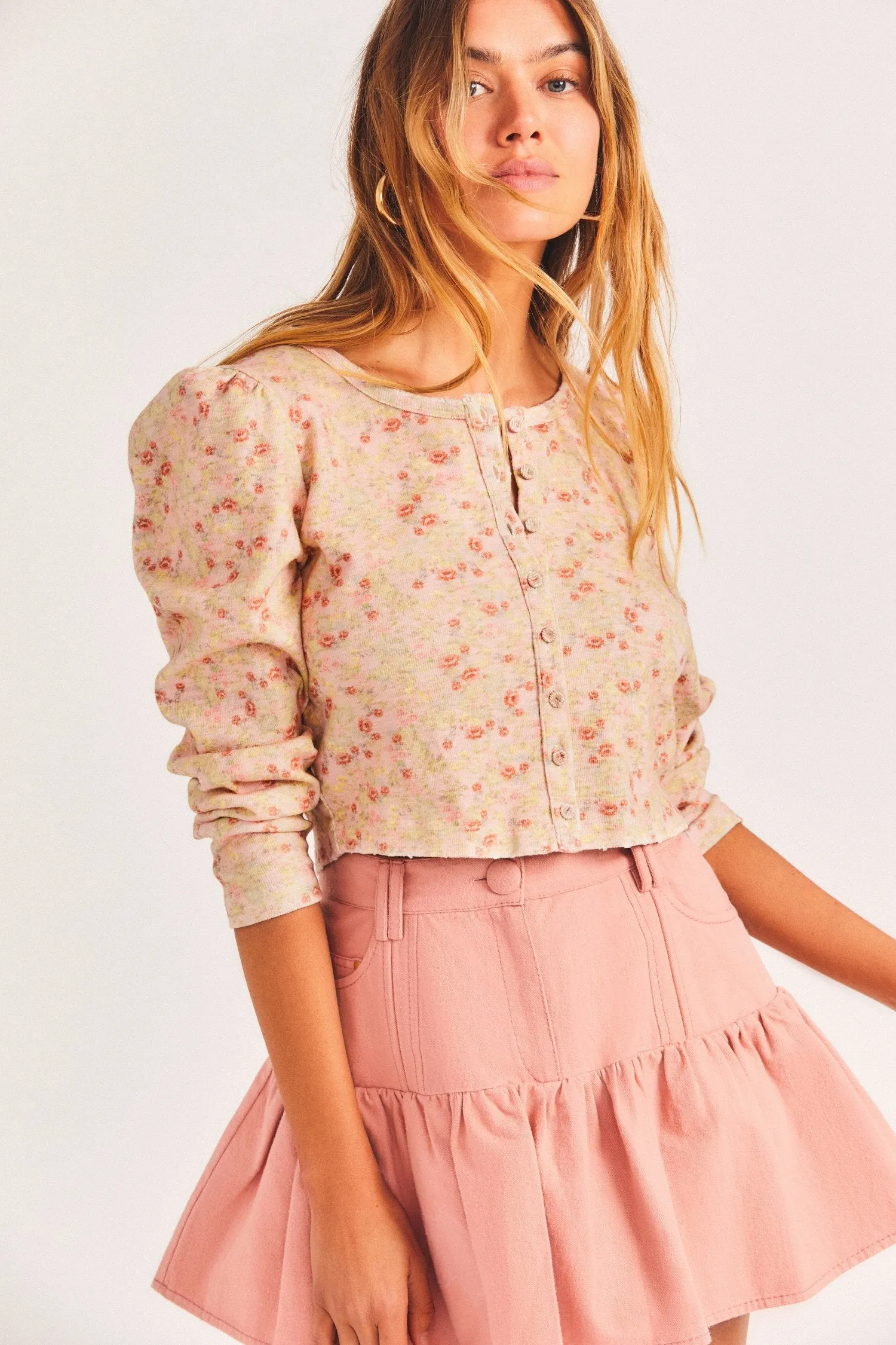 Jonah Cropped Cardigan Rose Quartz sold by Sand Dollar