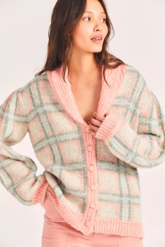 Jeeves Cardigan Magnolia Pink Plaid made by LoveShackFancy
