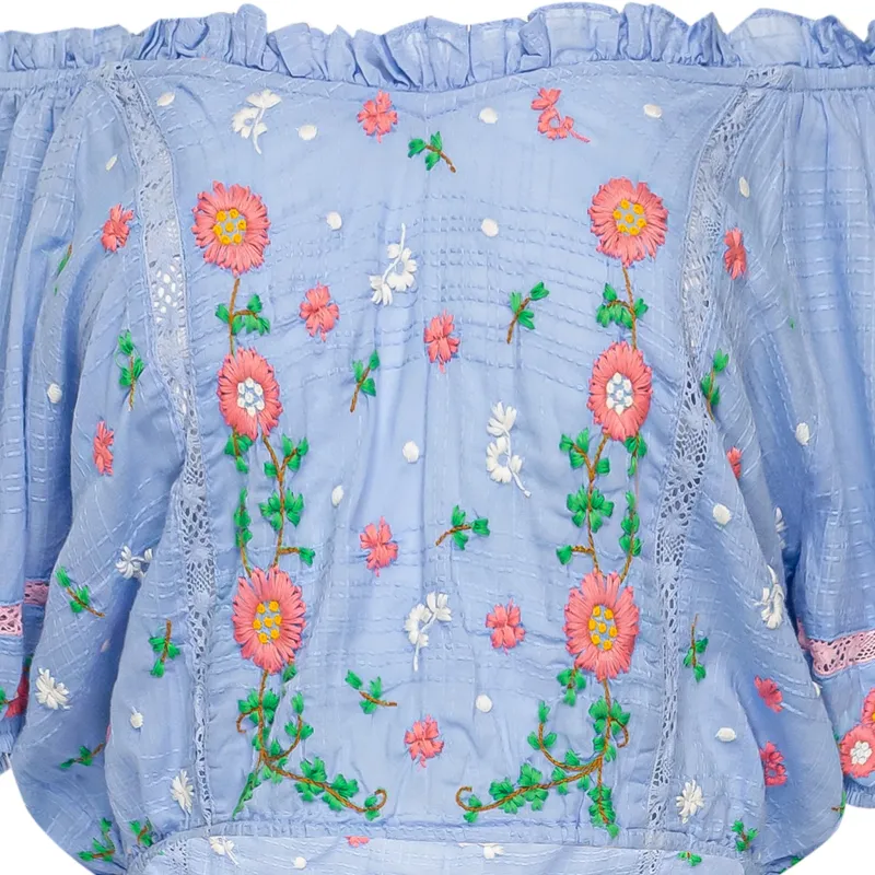 Domingo Crop Top Seaside Afternoon Blue made by LoveShackFancy