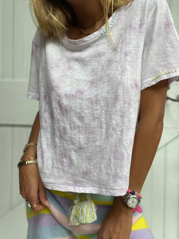Calix Tee Lavender Drop Hand Dye made by LoveShackFancy