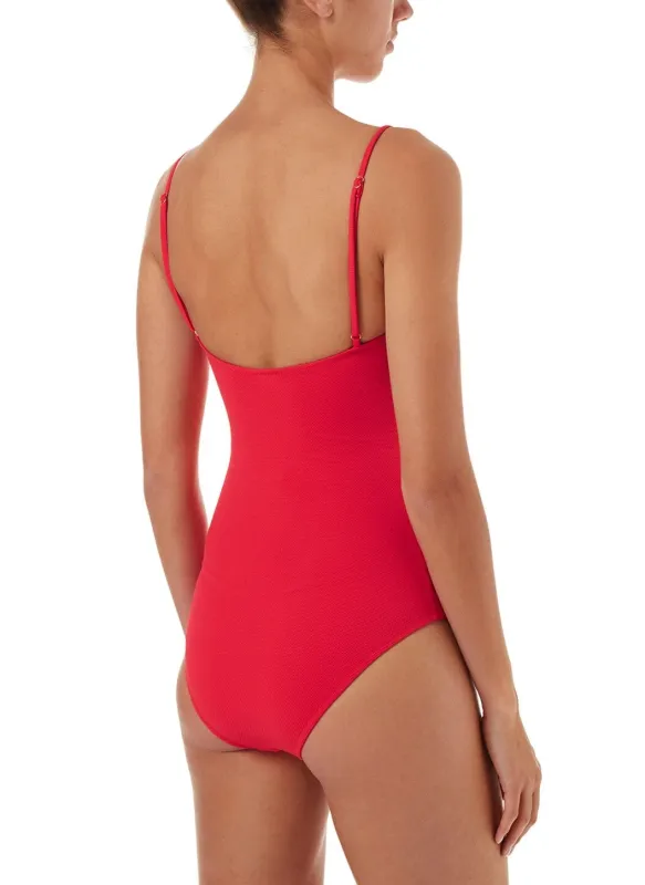Calabasas Red Pique Ribbed One Piece made by Melissa Odabash