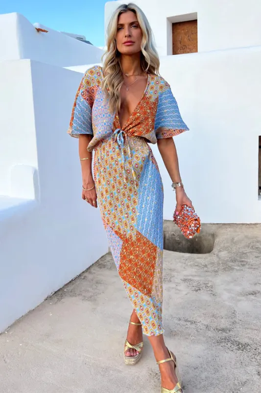 Patchwork Plisse Mollie Midi Dress made by Never Fully Dressed