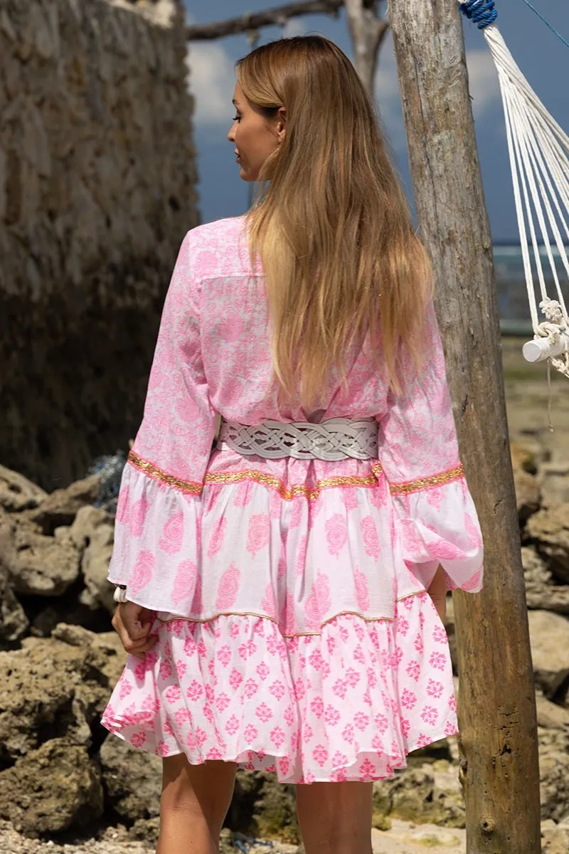 Designer Summer Skater Dress in Pink - Dress Poppy Neon Pink sold by Sand Dollar product image thumbnail 2