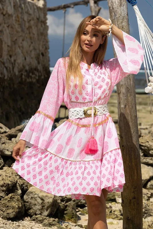 Designer Summer Skater Dress in Pink - Dress Poppy Neon Pink sold by Sand Dollar