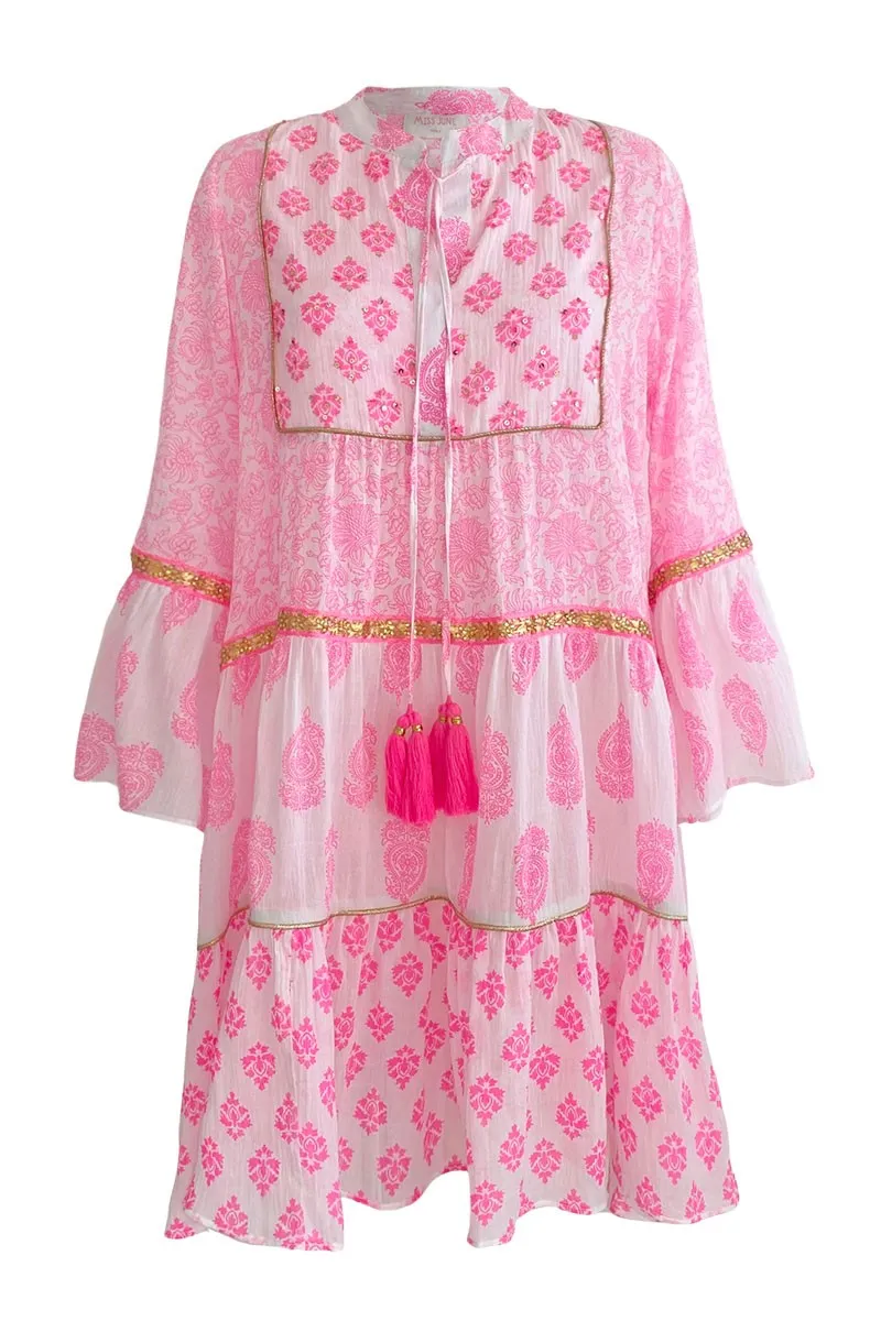 Designer Summer Skater Dress in Pink - Dress Poppy Neon Pink sold by Sand Dollar product image thumbnail 3