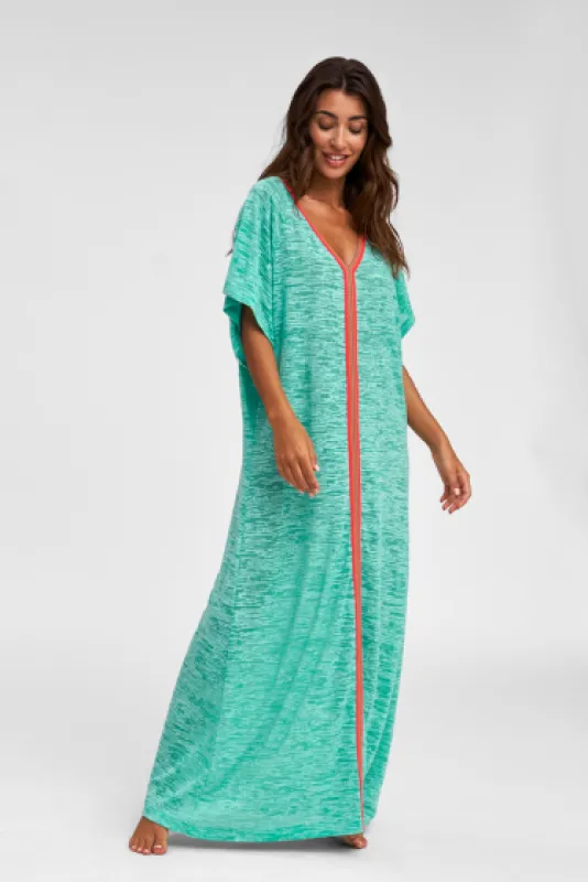 Turquoise Beach Cover Up - Inca Abaya Mint made by Pitusa