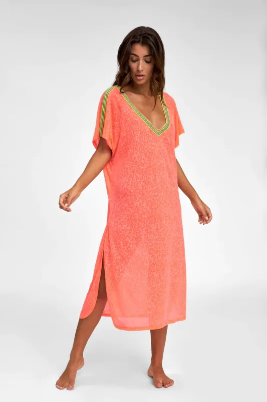 V Back Dress Watermelon - Casual Beach Dress made by Pitusa