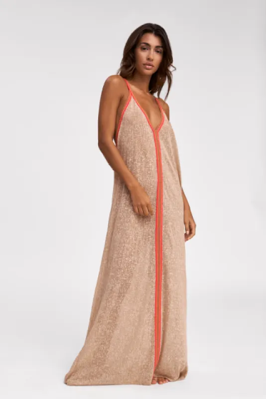 Khaki Beach Cover Up - Inca Sundress Beige made by Pitusa