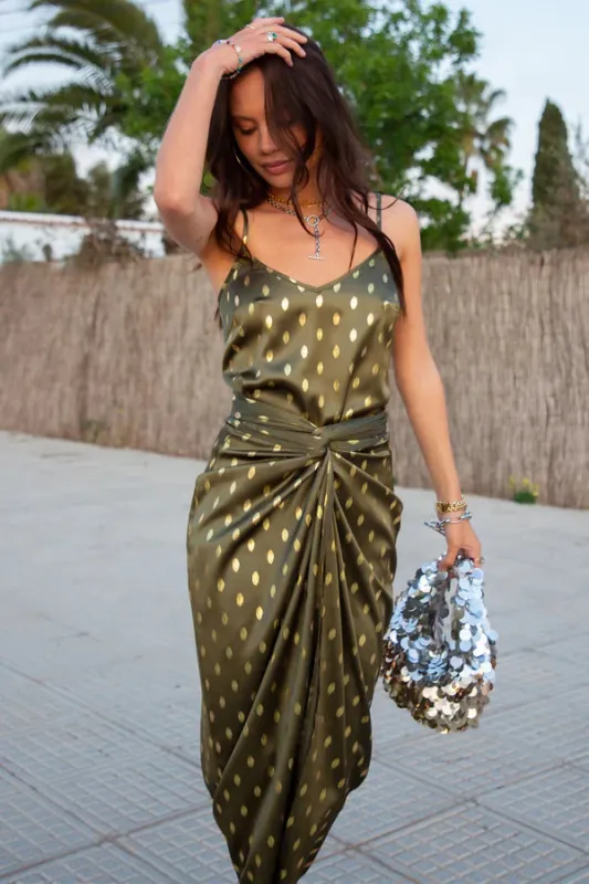 Khaki Jaspre Skirt with Gold Fleck made by Never Fully Dressed