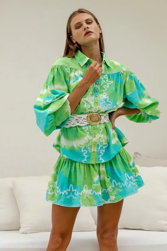 Hayley Shirt & Leyla Skirt Green Aqua made by Sand Dollar
