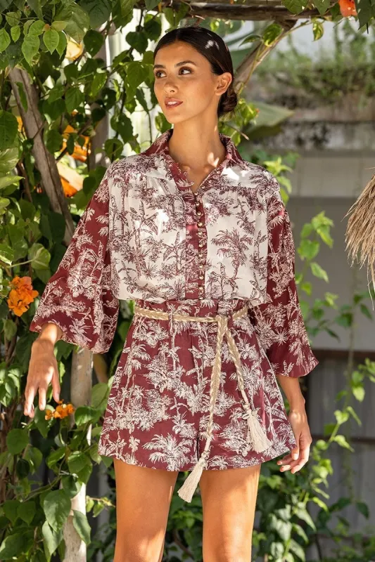 Women's High Waisted Shorts - Kylia Burgundy sold by Sand Dollar