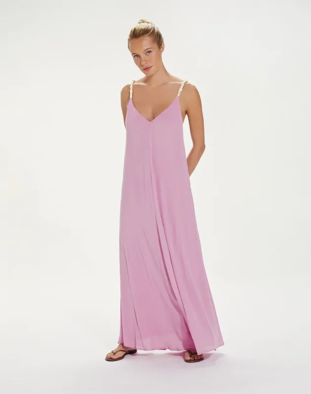 Solid Lilly Detail Long Cover Up Red Pink made by Vix