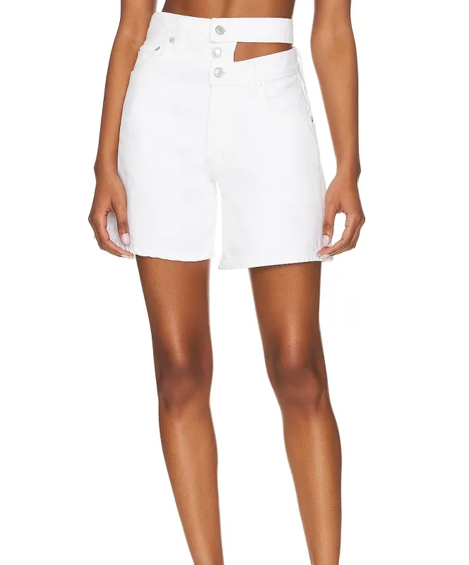 White Designer Denim Shorts - Broken Waistband Short Milkshake made by Agolde