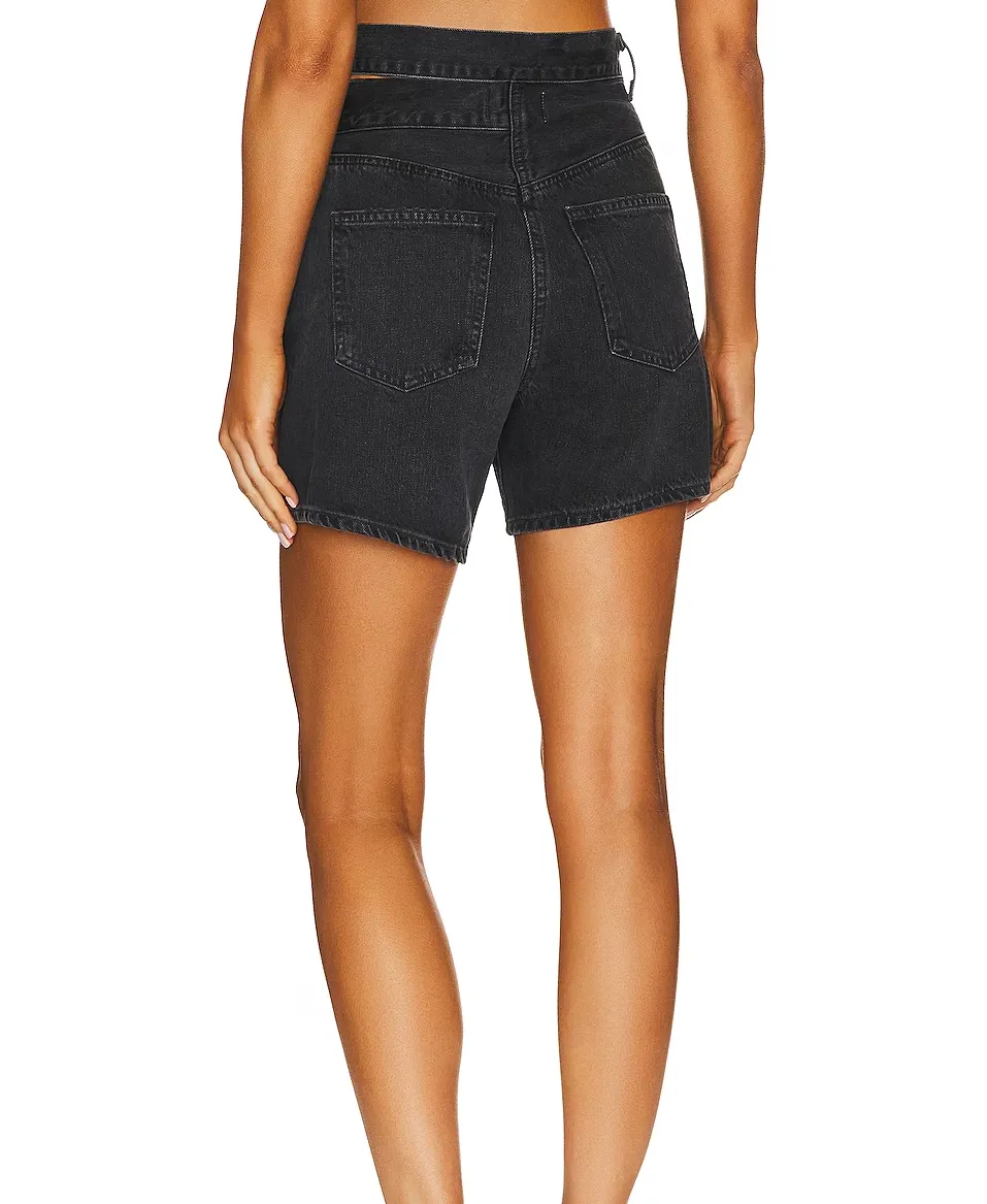 High Waisted Premium Denim Shorts - Broken Waistband Short Black sold by Sand Dollar product image thumbnail 2