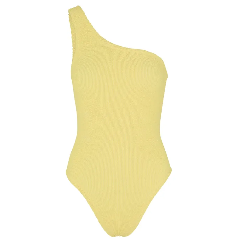 Asymmetrical One Shoulder Swimsuit in Yellow - Nancy Swimsuit sold by Sand Dollar