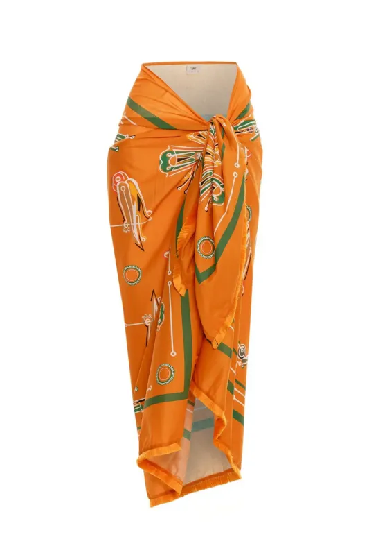 Fringe Sarong in Orange made by AGUA by Agua Bendita