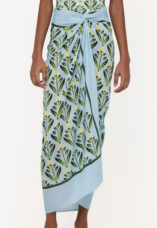 Printed Sarong Skirt in Light Blue made by AGUA by Agua Bendita