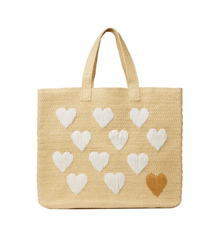 Be Mine Tote Beach Bag Natural/White made by Sand Dollar