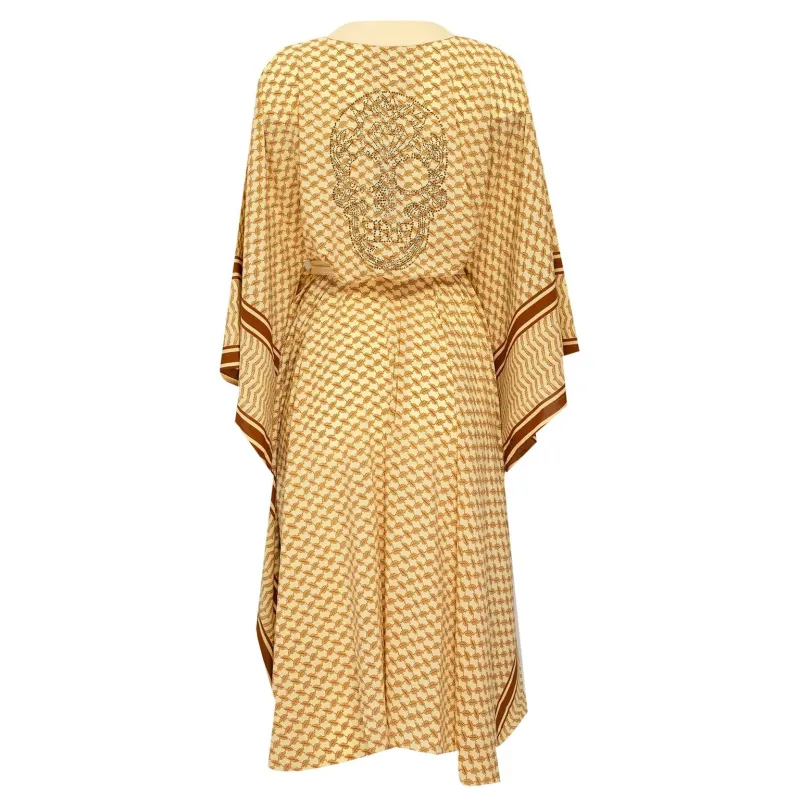 Desert Kimono Skull Biege Long made by Sand Dollar