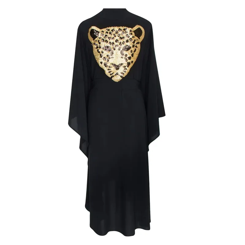 Black Long Kimono Panther In Black made by Sand Dollar