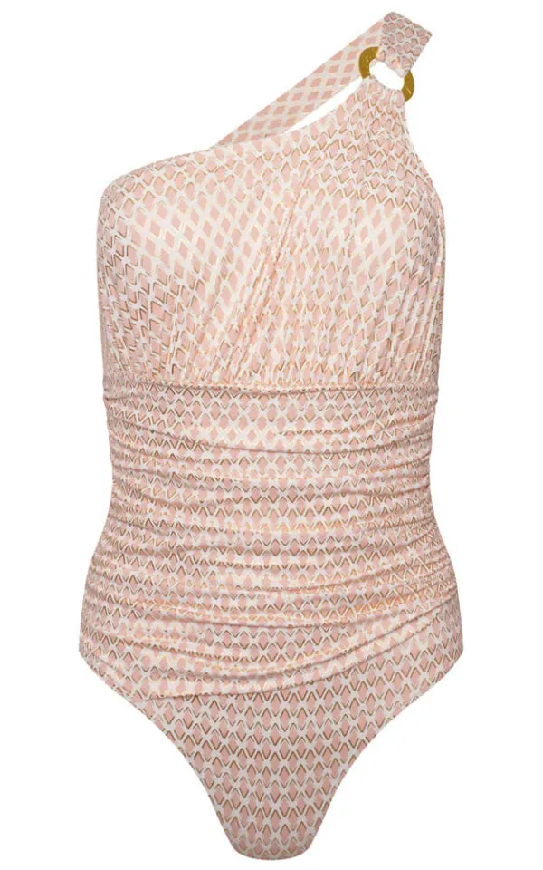 Ladies One Shoulder Swimsuit in Tile Print sold by Sand Dollar product image thumbnail 5