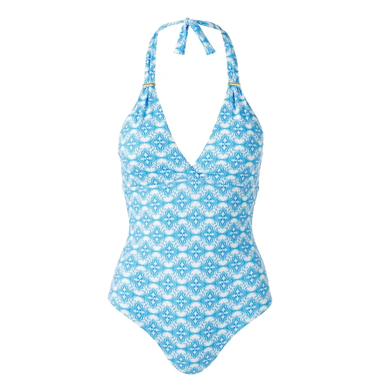 Supportive One Piece Swimsuit - Blue Halter Neck Rimini made by Melissa Odabash