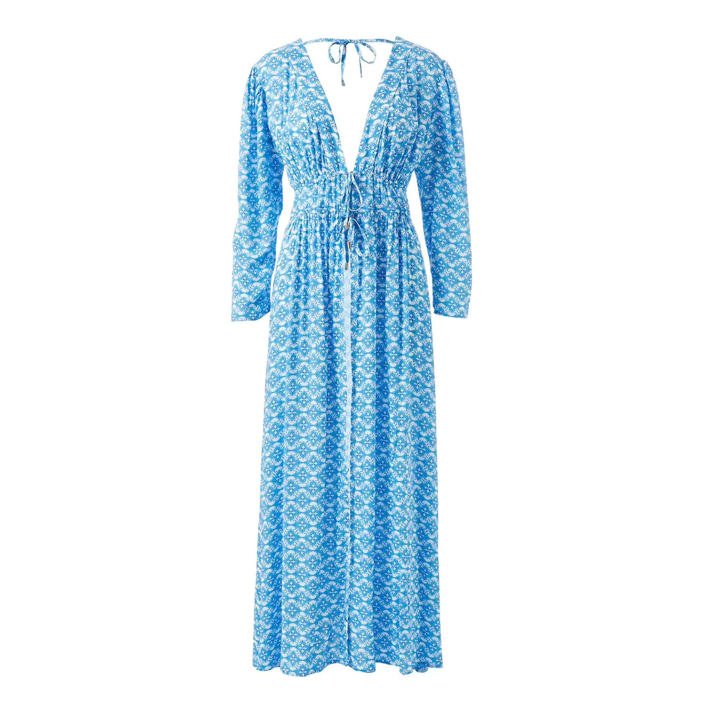 Designer Blue Maxi Kaftan - Farrah Diamond Kaftan sold by Sand Dollar