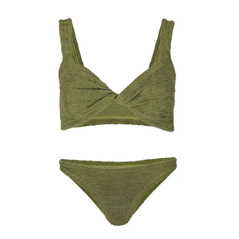 Juno Bikini Metallic Moss sold by Sand Dollar