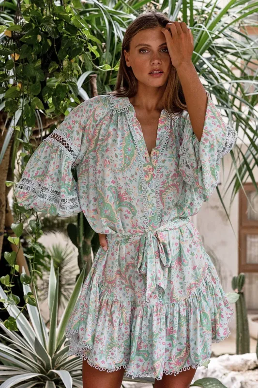 Blouson Sleeve Dress in Paisley Print sold by Sand Dollar