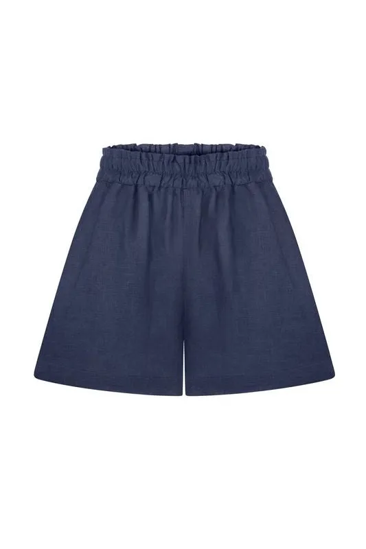 Navy Blue Linen Shorts sold by Sand Dollar