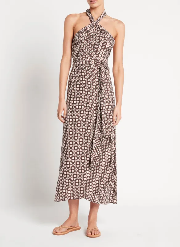 Halter Neck Midi Dress with Checkered Print made by Faithfull the Brand