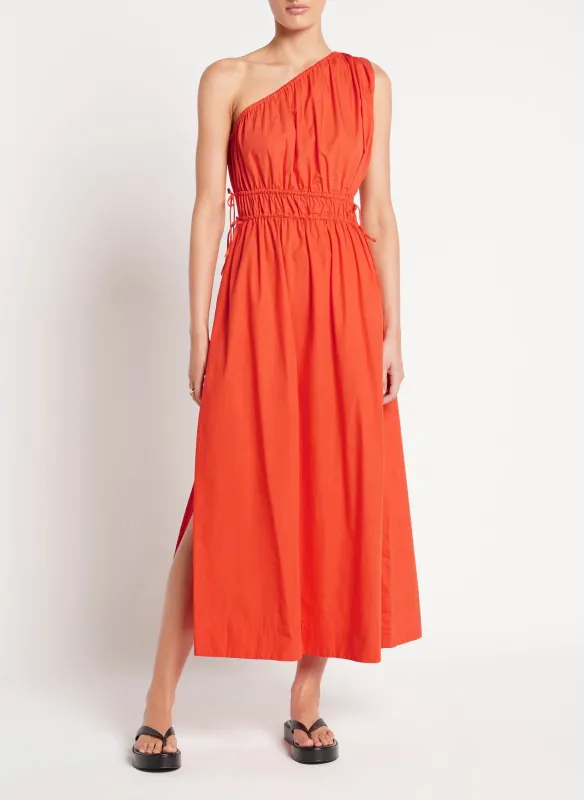 Orange One Shoulder Midi Dress made by Faithfull the Brand