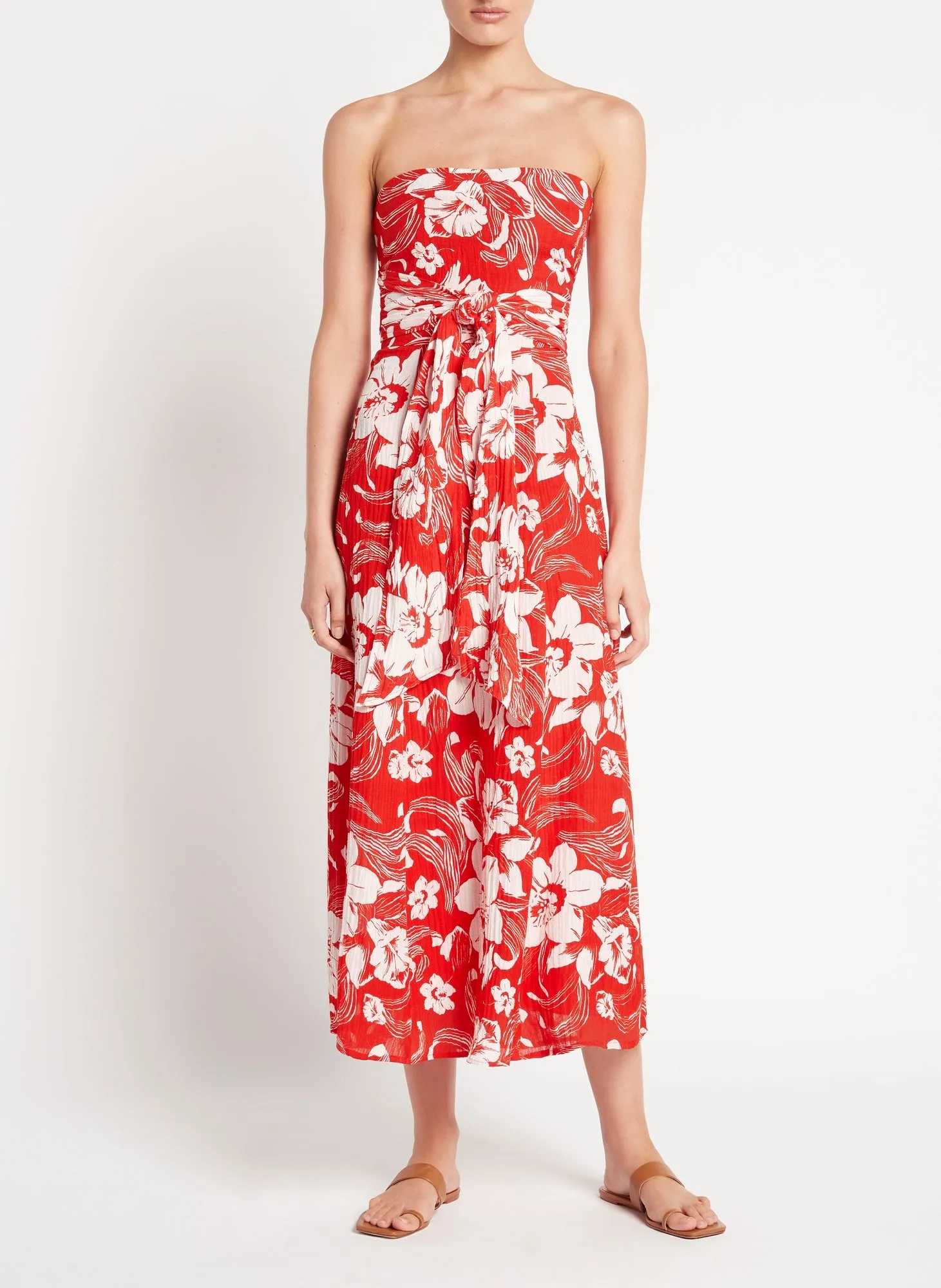 Red Floral Midi Dress sold by Sand Dollar product image thumbnail 4