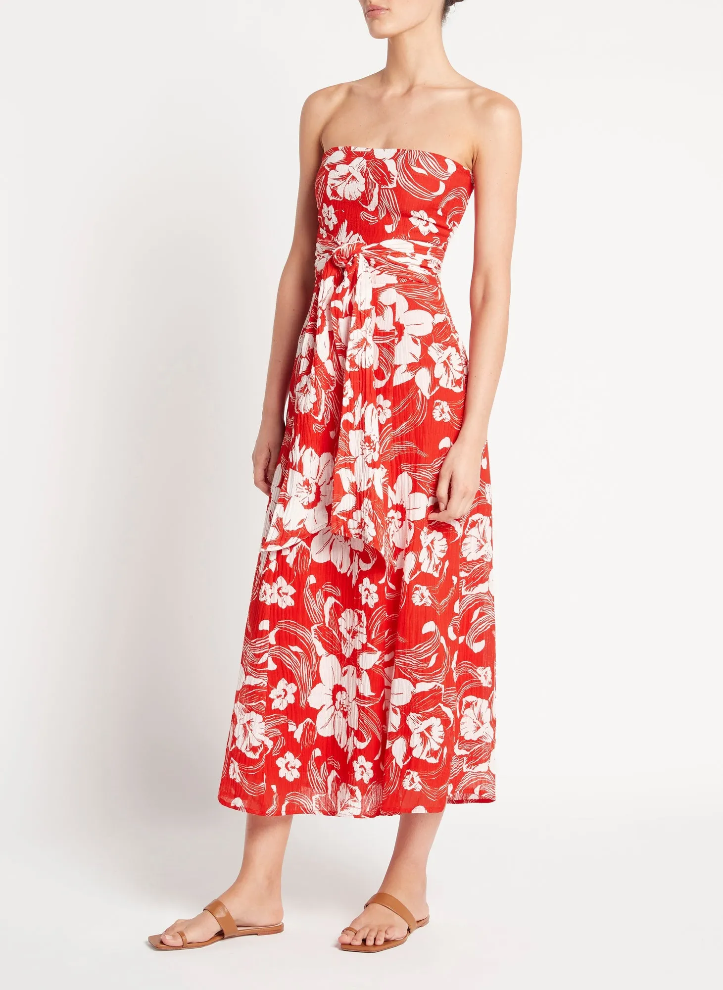 Red Floral Midi Dress sold by Sand Dollar