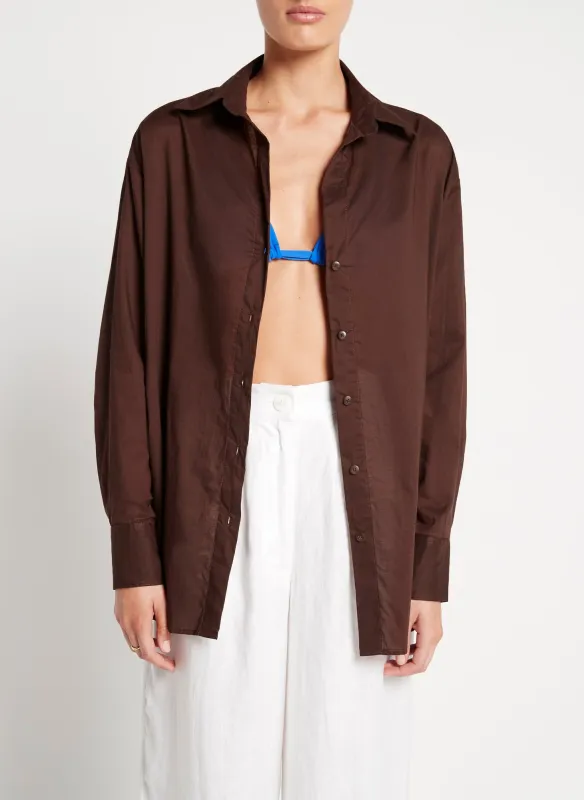 Ladies Oversized Shirt in Brown sold by Sand Dollar