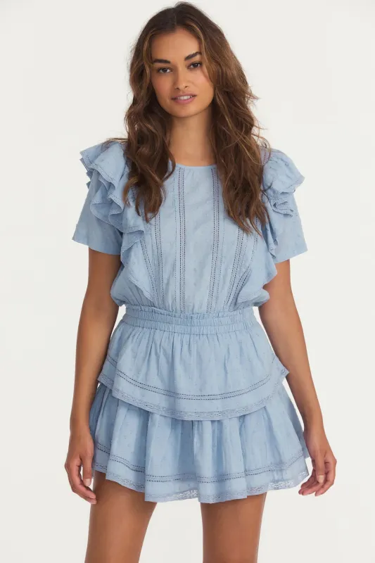 Light Blue Mini Dress with Ruffles sold by Sand Dollar