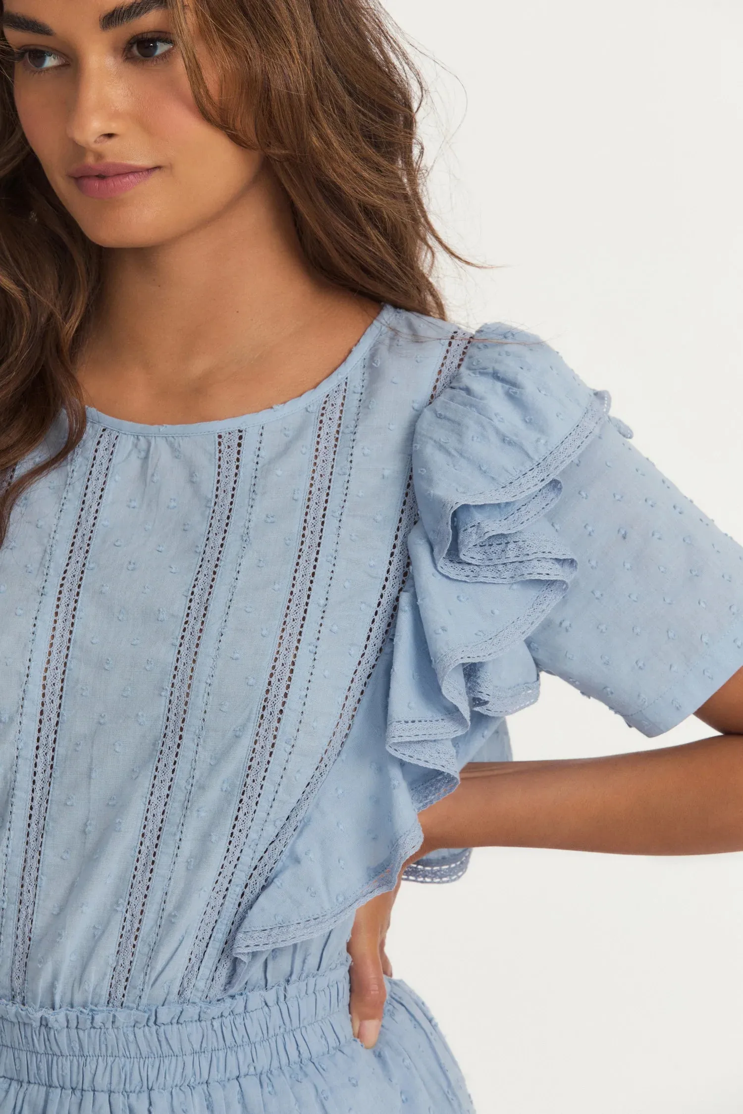 Light Blue Mini Dress with Ruffles sold by Sand Dollar product image thumbnail 3