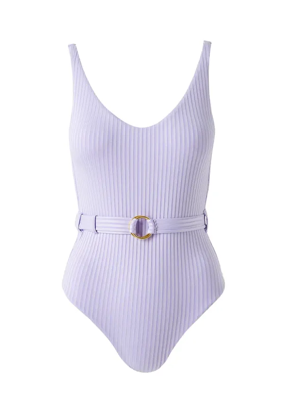 Low Back One Piece Swimsuit in Lavender made by Melissa Odabash