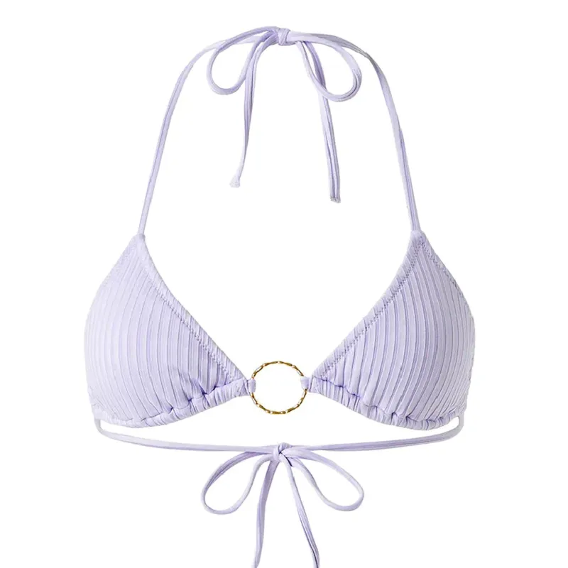 Triangle Top Bikini in Lavender - Miami Lavender Ribbed Bikini Top sold by Sand Dollar