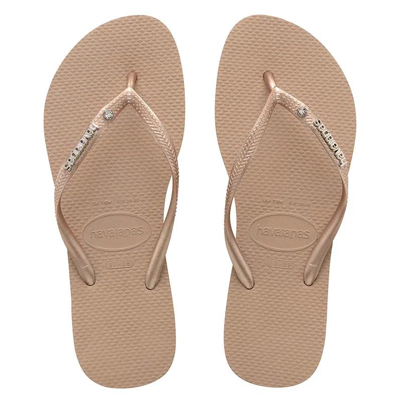 Havaianas Slim Metal Logo And Crystal Rose Gold made by Havaianas