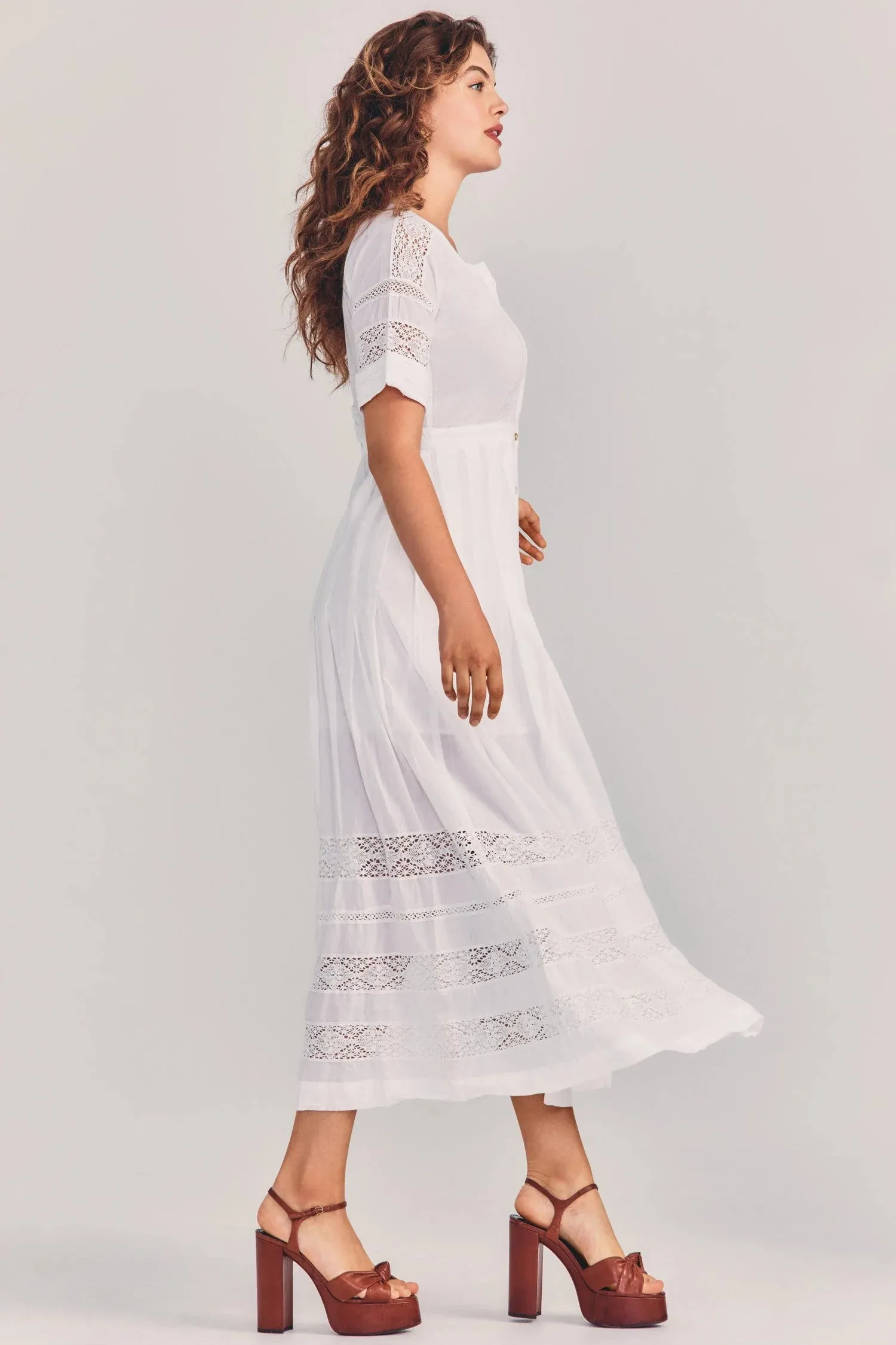 White Midi Dress with Sleeves sold by Sand Dollar product image thumbnail 5