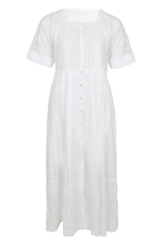 White Midi Dress with Sleeves made by LoveShackFancy