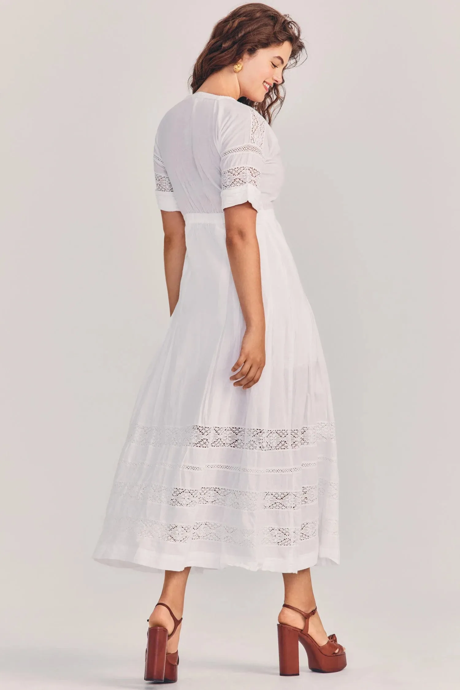 White Midi Dress with Sleeves sold by Sand Dollar product image thumbnail 4