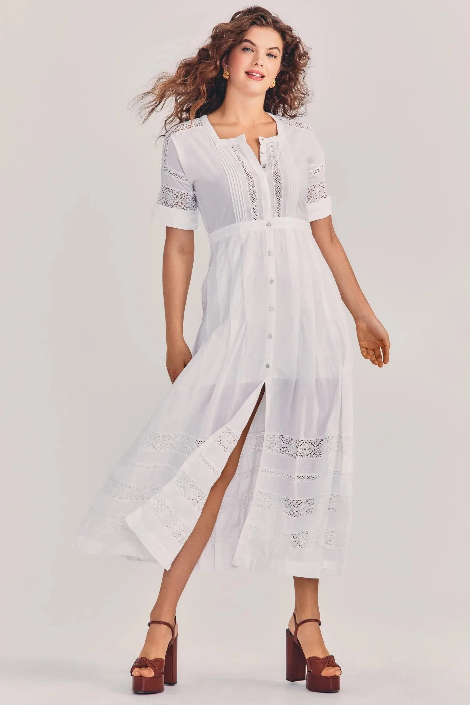 White Midi Dress with Sleeves sold by Sand Dollar product image thumbnail 2