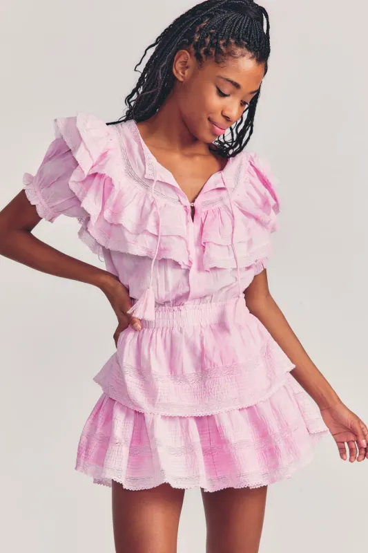 Ruffled Mini Dress in Light Pink made by LoveShackFancy