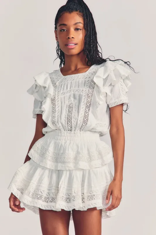 Ruffle Dress Mini in White made by LoveShackFancy