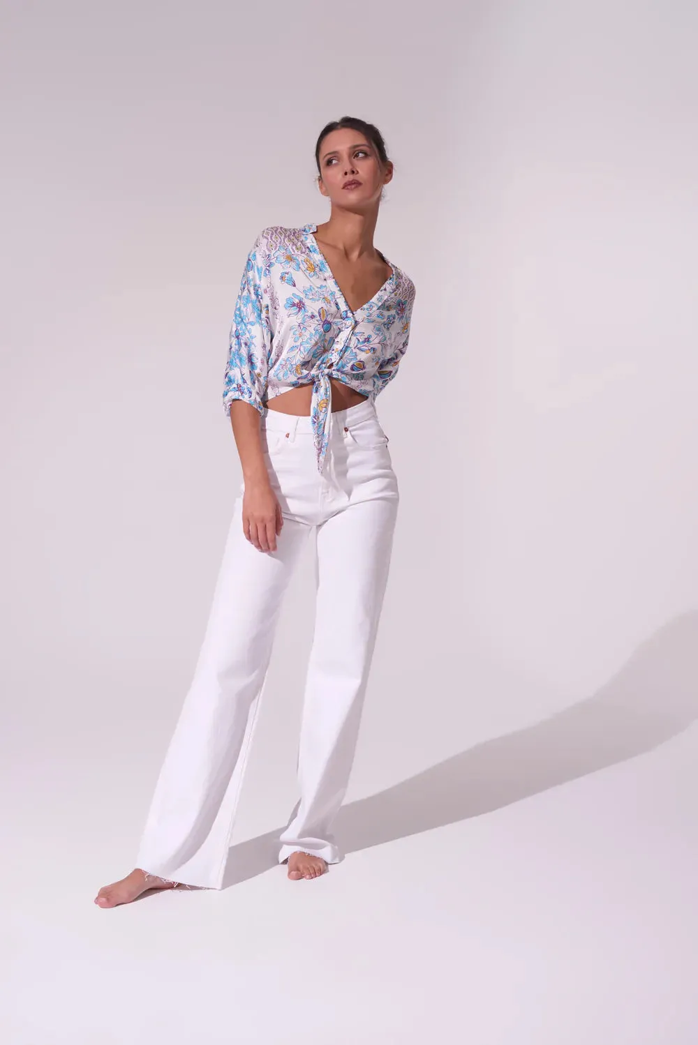 Shirt Azia Botanique White Blue sold by Sand Dollar