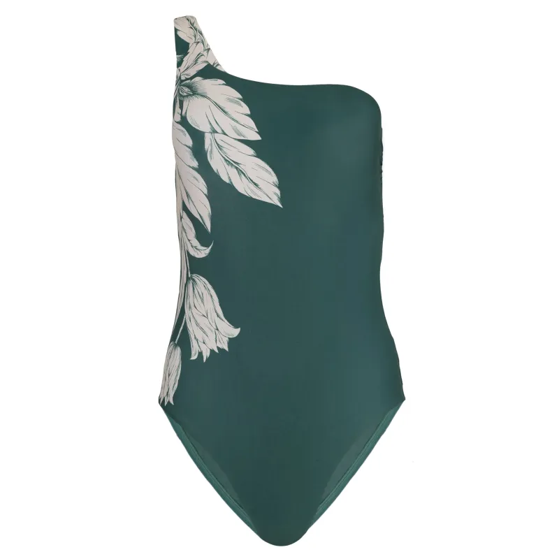 Fleur De Bloom One Shoulder One Piece Evergreen sold by Sand Dollar